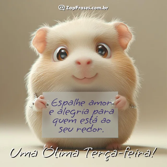 Hamster adorável com mensagem Espalhe Amor e Alegria