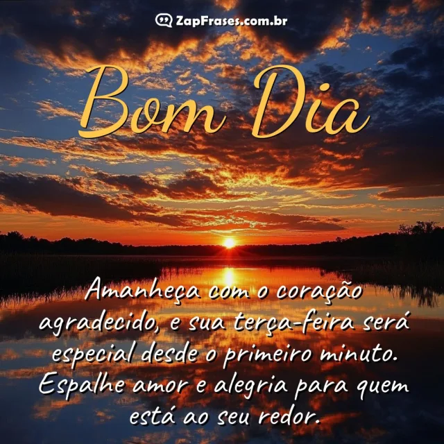Mensagem de bom dia em cenário deslumbrante de amanhecer