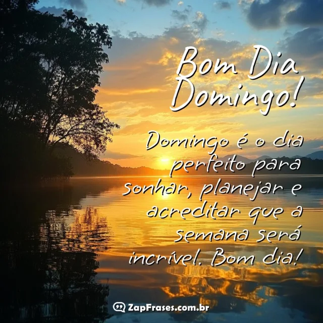 Amanhecer mágico com mensagem de bom dia para um domingo inspirador