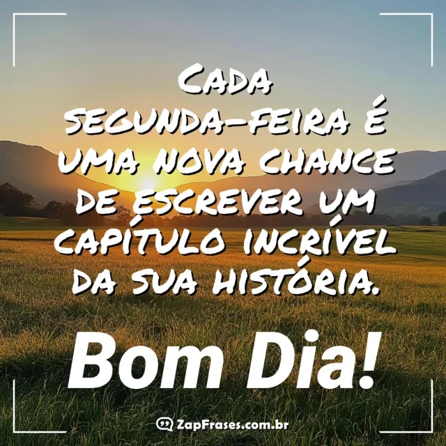 Imagem de um amanhecer tranquilo com frase inspiradora de bom dia segunda-feira