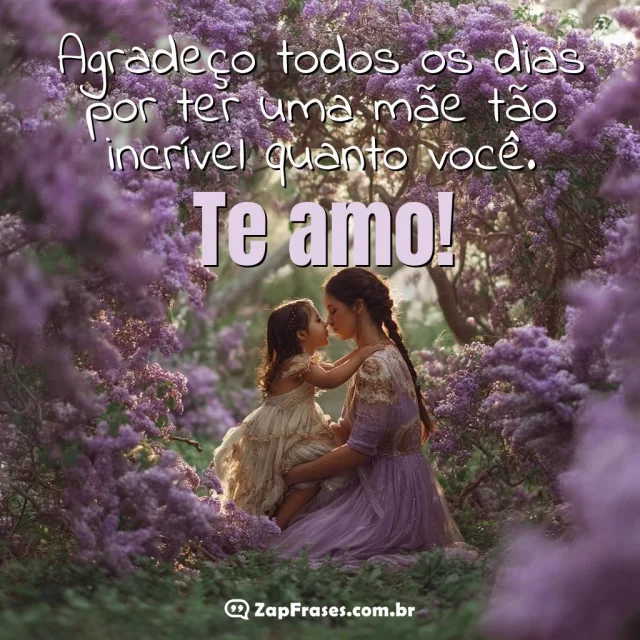 Cenário mágico do Dia das Mães com mãe e filha compartilhando carinho em um túnel de flores lilases