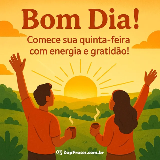 Ilustração de Bom Dia Quinta-feira com Energia e Gratidão para Compartilhar