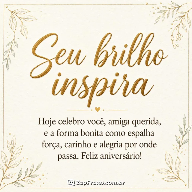 Mensagem de aniversário inspiradora para amiga querida: Seu brilho inspira e revela força