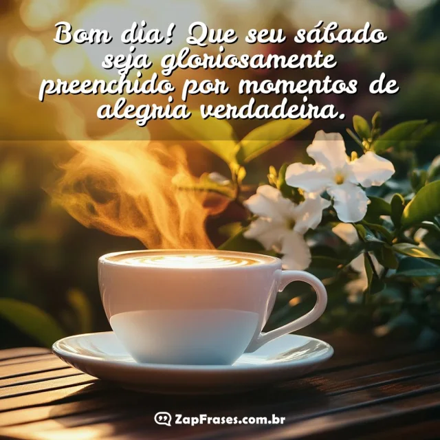 Xícara de café cercada por flores transmite um bom dia de sábado alegre e sereno