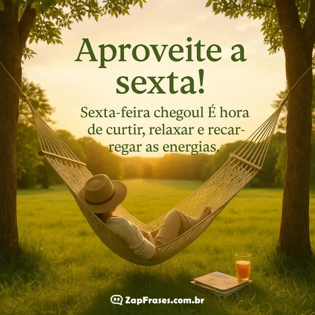 Cenário relaxante com rede e mensagem de sexta-feira
