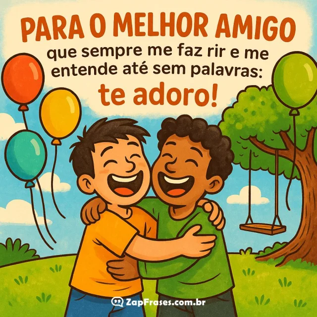 Ilustração de amizade com amigos abraçados e sorrindo em um parque