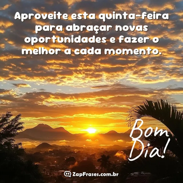 Imagem de um amanhecer vibrante com mensagem inspiradora de Bom Dia