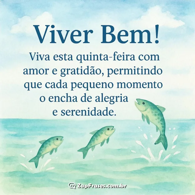 Viver Bem nesta quinta-feira com peixes alegres saltando, amor e gratidão.