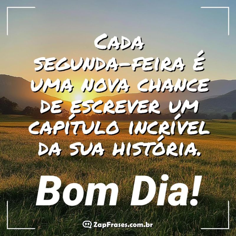 Imagem de um amanhecer tranquilo com frase inspiradora de bom dia segunda-feira
