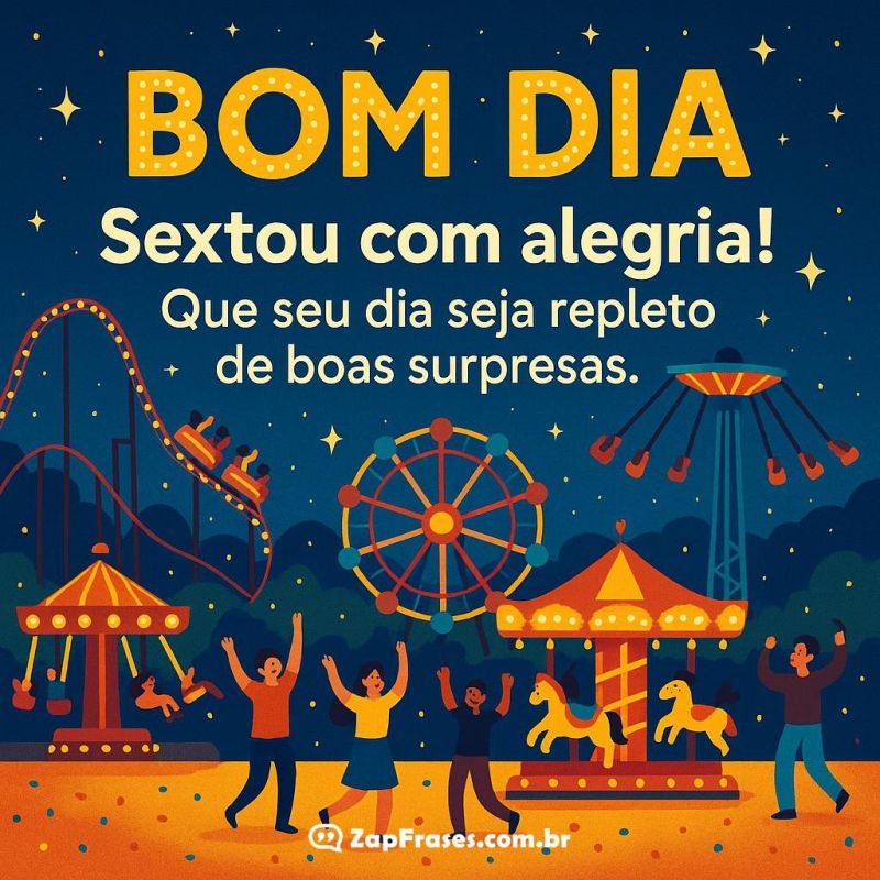 Imagem animada de parque com a frase Bom Dia Sextou com alegria